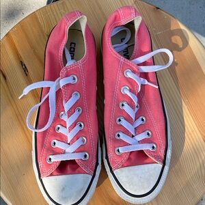 Converse Pink Canvas Sneakers with White Laces
